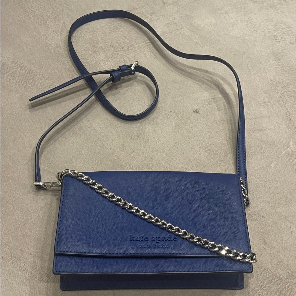 Kate Spade Royal Blue Crossbody Bag with Chain